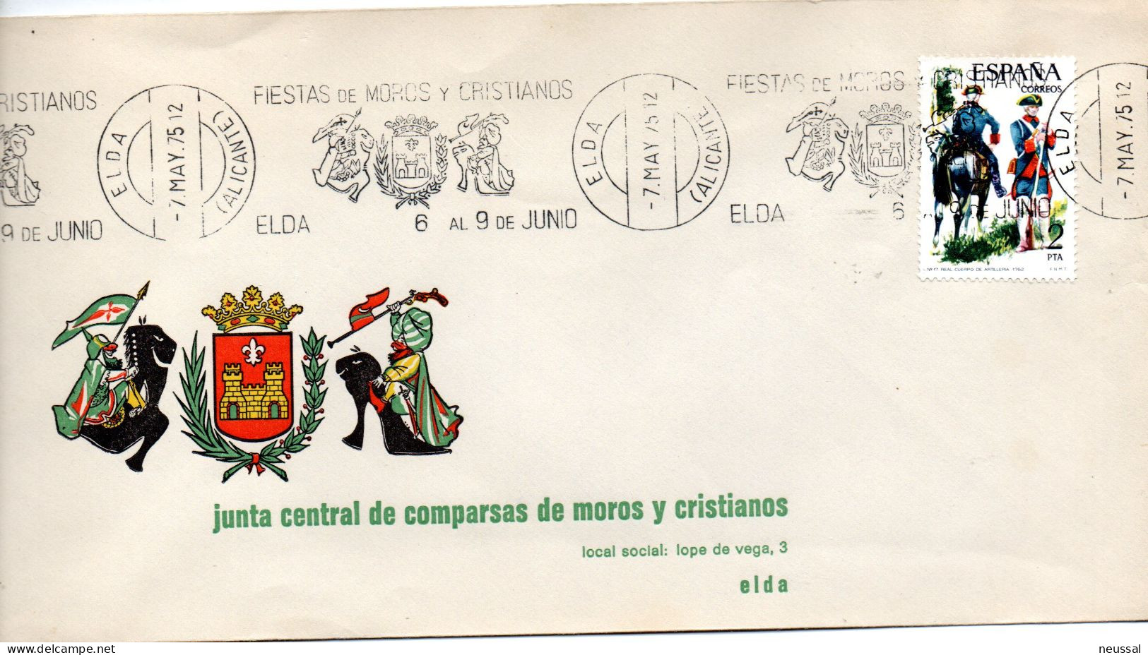Carta Con Matasellos Commemorativo De  Fiestas De Moros Y Cristianos Elda - Briefe U. Dokumente