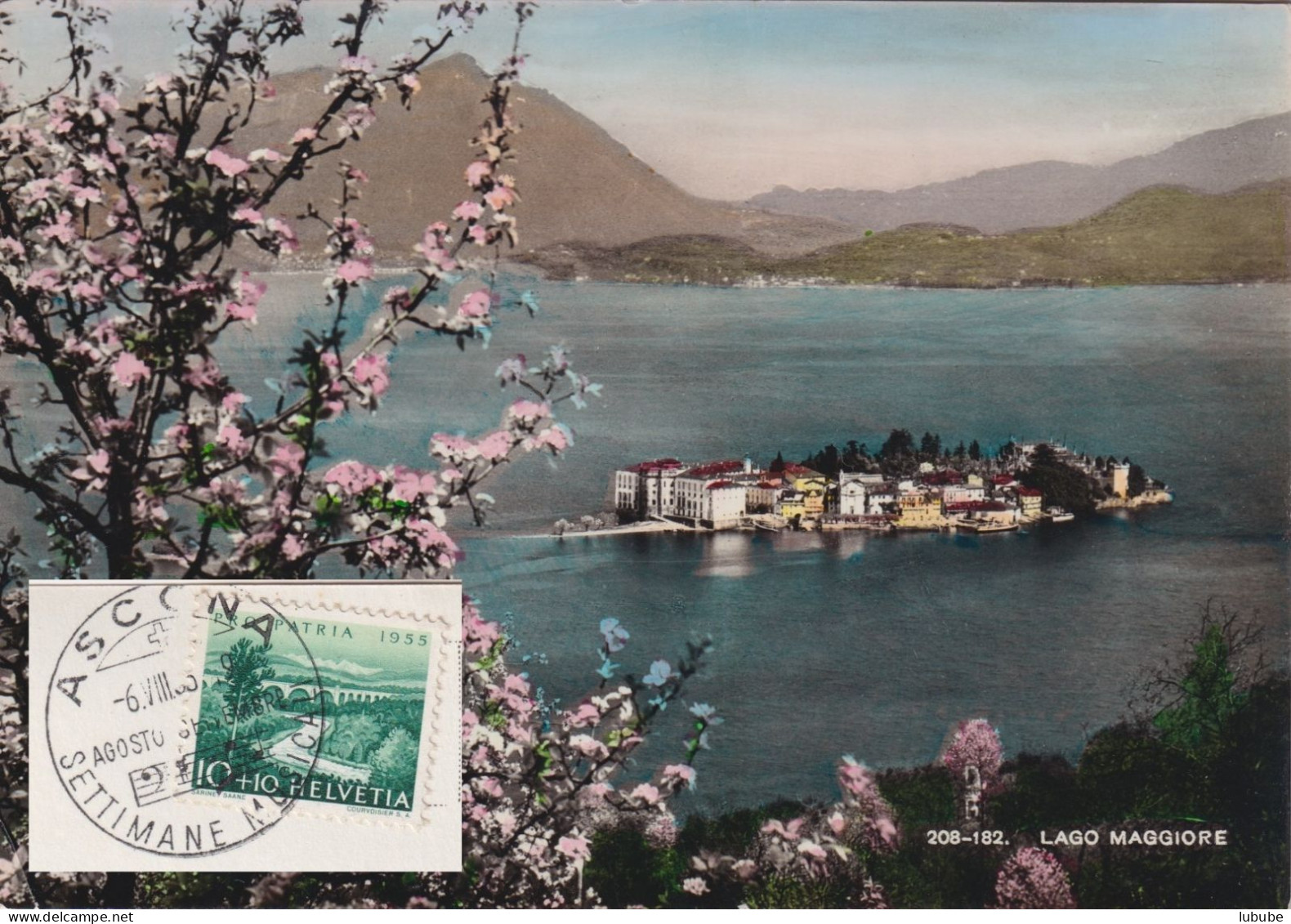 AK  "Isola Bella"  (Sonderstempel "Settimane Musicali, Ascona")        1955 - Storia Postale