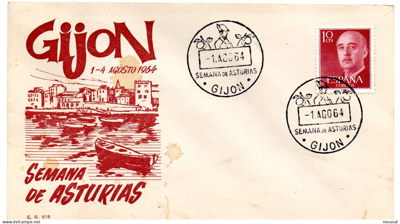 Carta Con Matasellos Commemorativo De   Gijon De 1964 - Briefe U. Dokumente