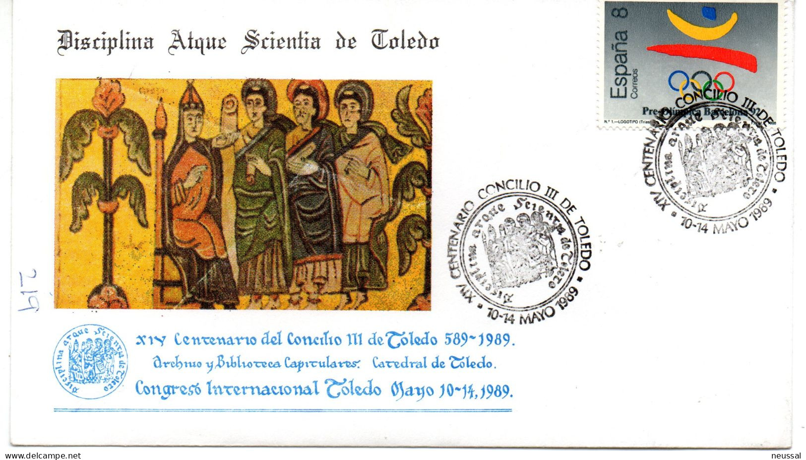 Carta Con Matasellos Commemorativo De  Centenario Concilio De Toledo - Covers & Documents