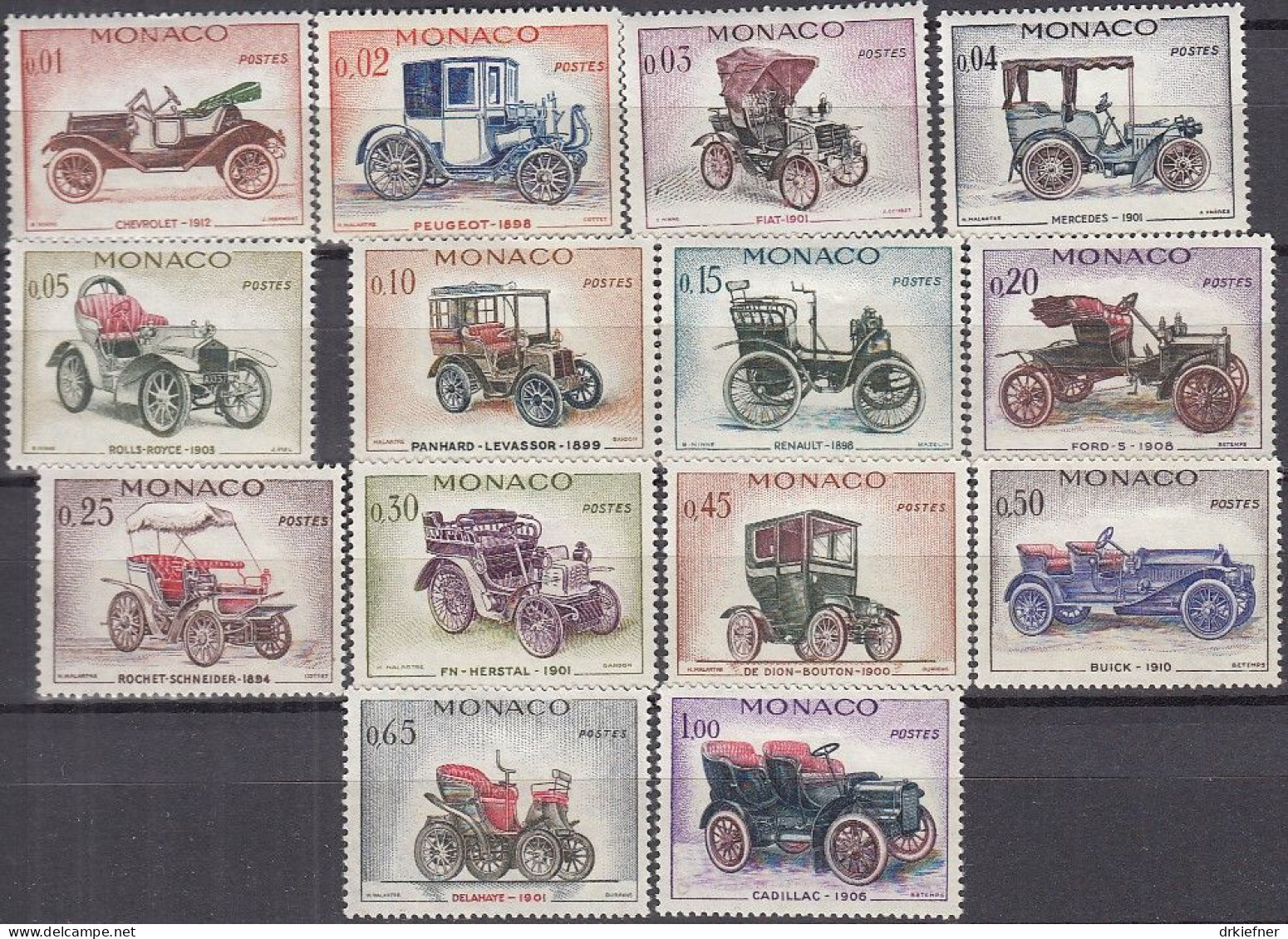 MONACO  673-686, Postfrisch **/*, Alte Automobile, 1961 - Unused Stamps