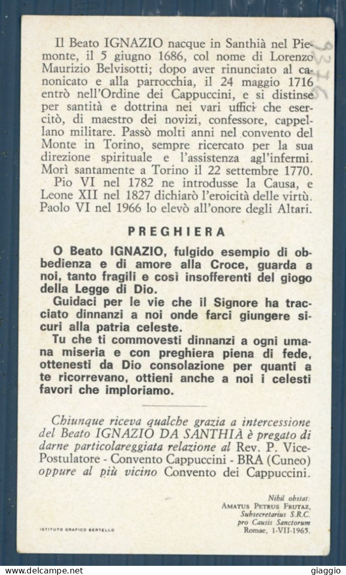 °°° Santino N. 9376 - Beato Ignazio Da Santhia °°° - Religion & Esotericism