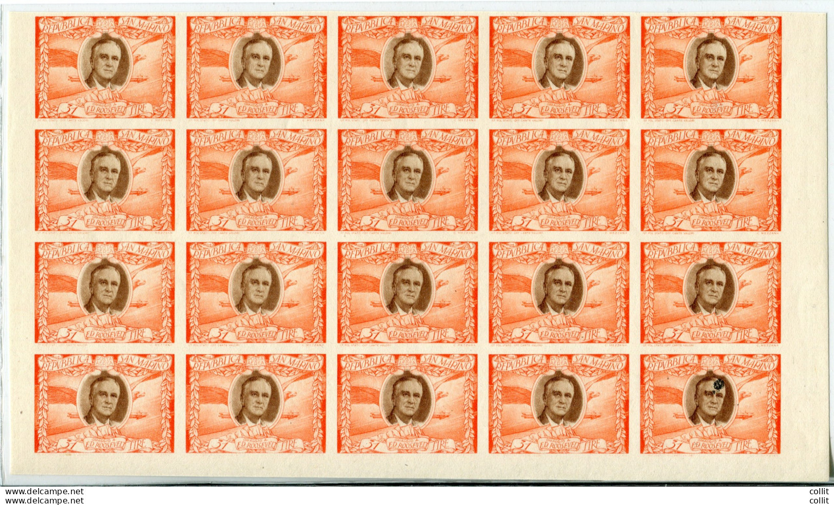 Posta Aerea "Roosevelt" Lire 31 Blocco Varietà - Unused Stamps
