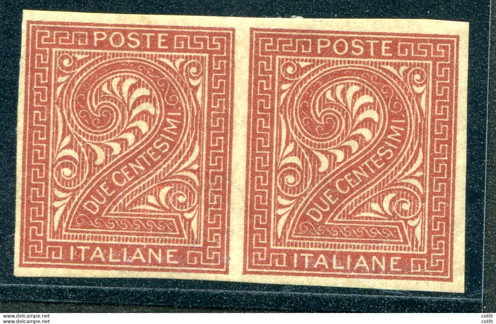 Vitt. Emanuele II° Cent. 2 N. T15d Varietà Coppia Non Dentellata - Mint/hinged