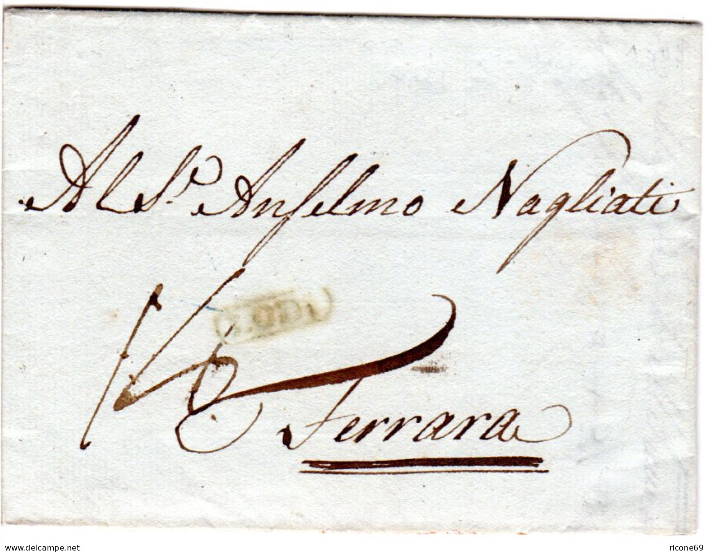 Italien Lombardei 1808, R1 LODI Auf Porto Brief N. Ferrara - Non Classificati