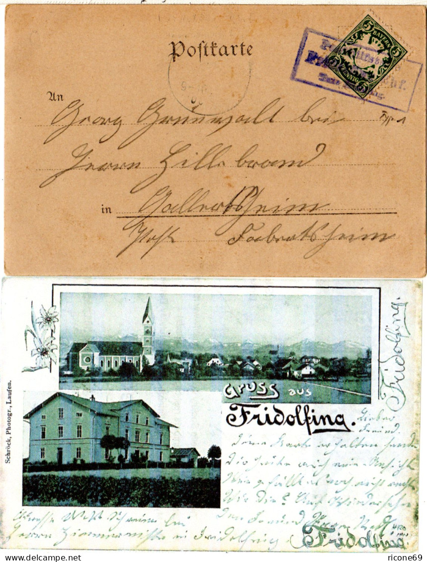 Bayern 1900, Posthilfstelle FRIDOLFING Bhf. Taxe Fridolfing Auf AK M. 5 Pf. - Covers & Documents