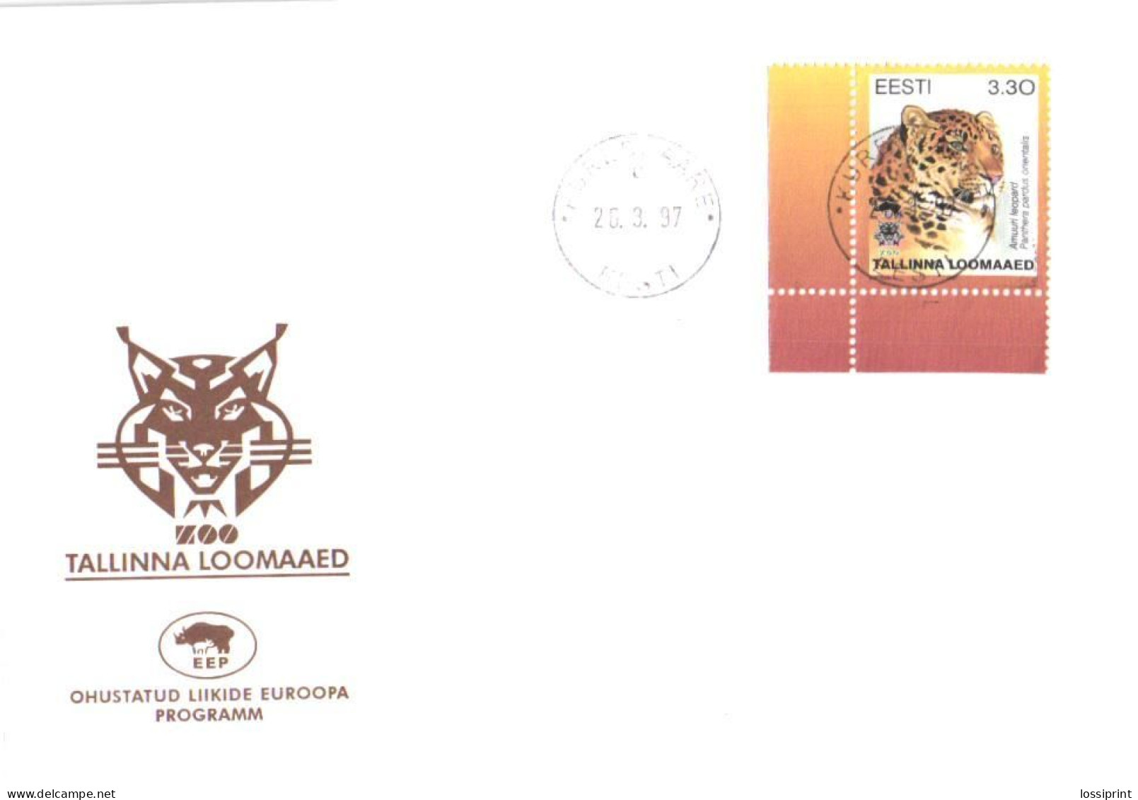 Estonia:FDC, Tallinn Zoo, Leopard, 1997 - Estland