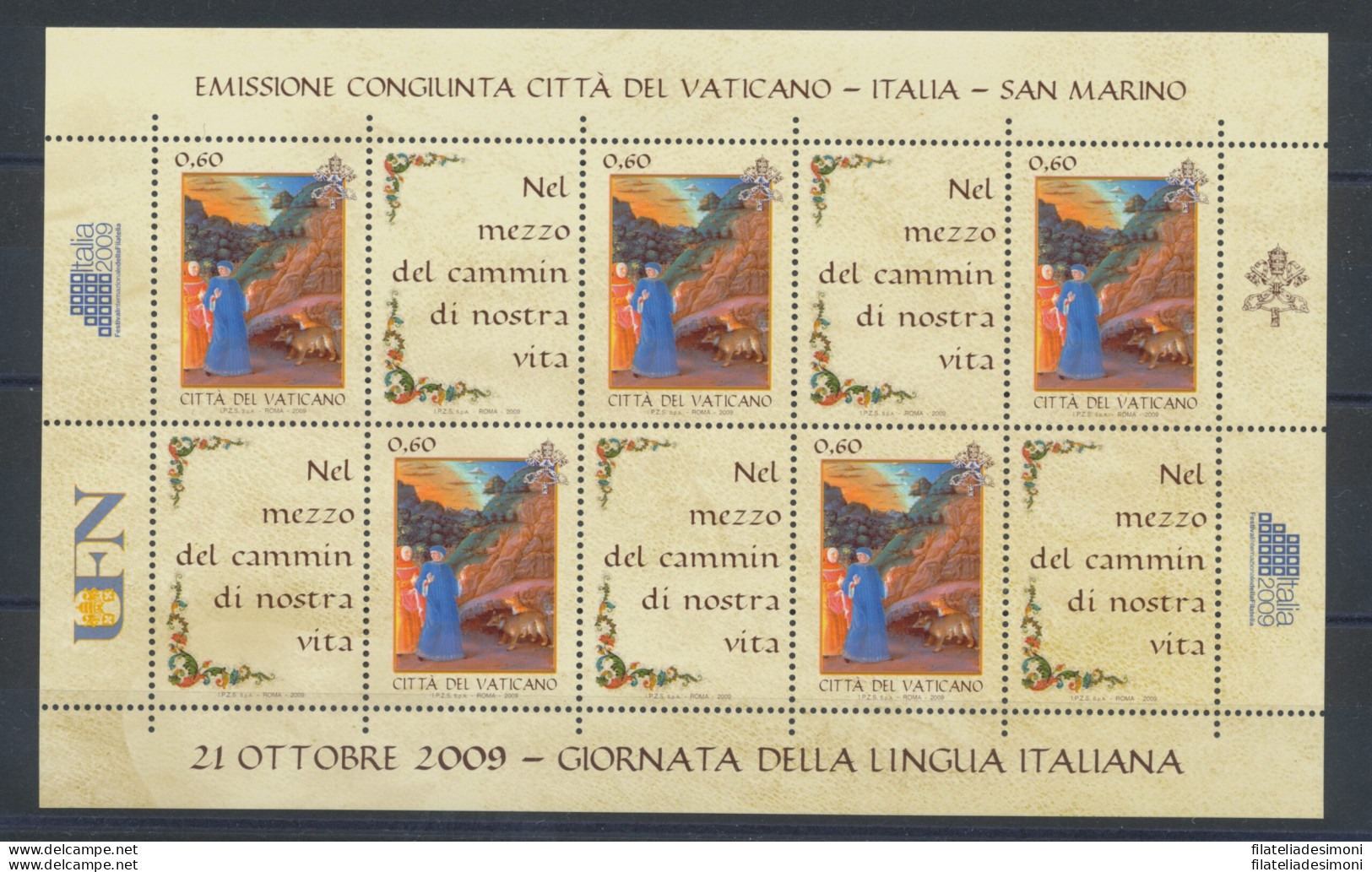 2009 Vaticano - Lingua Italiana - Emissione Congiunta -  1 Foglietto MNH** - Gemeinschaftsausgaben
