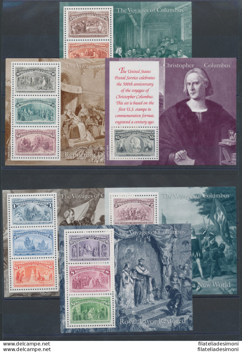 1992 Stati Uniti - 1492-1992 The Voyages Of Columbus - 6 Foglietti/Souvenir Sheets - In Commemorative Special Box - MNH* - Emissions Communes