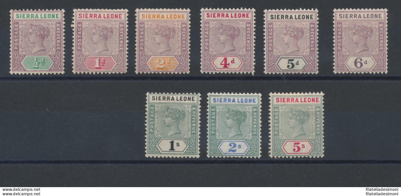 1896-97 Sierra Leone - SG 41/53 - Queen Victoria , 9 Valori - MLH* - Andere & Zonder Classificatie