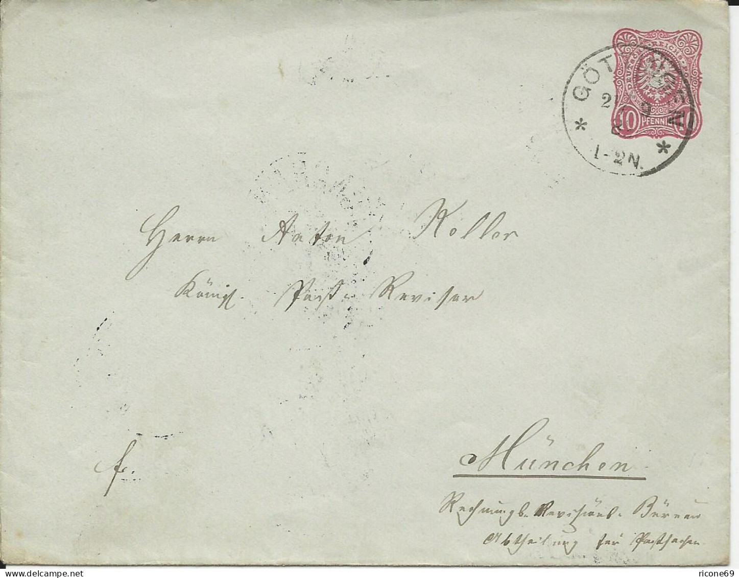 DR 1882, Klaucke Nr.56 GÖTTINGEN 1 Klar Auf 10 Pf. Ganzsache Brief N. Bayern. - Briefe U. Dokumente