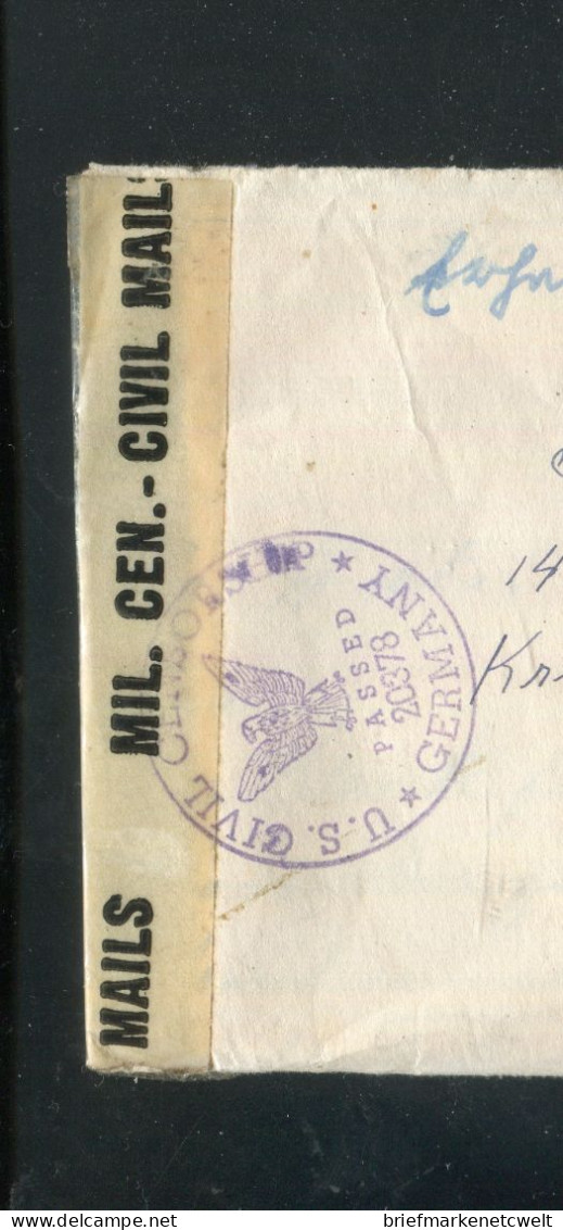 "USA" 1947, Brief Mit "ZENSUR" (Zensurstempel Und Zensurbanderole) Nach Deutschland (B1186) - Cartas & Documentos