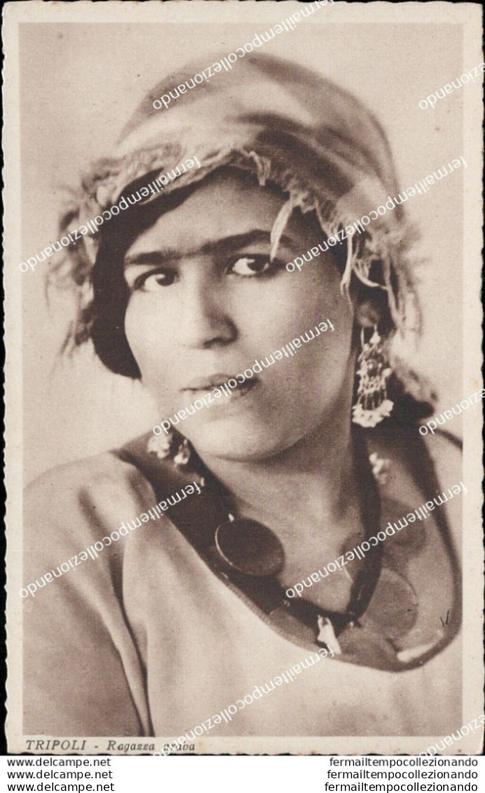 Au598 Cartolina Ex Colonie Tripoli Ragazza Araba Libia - Autres & Non Classés