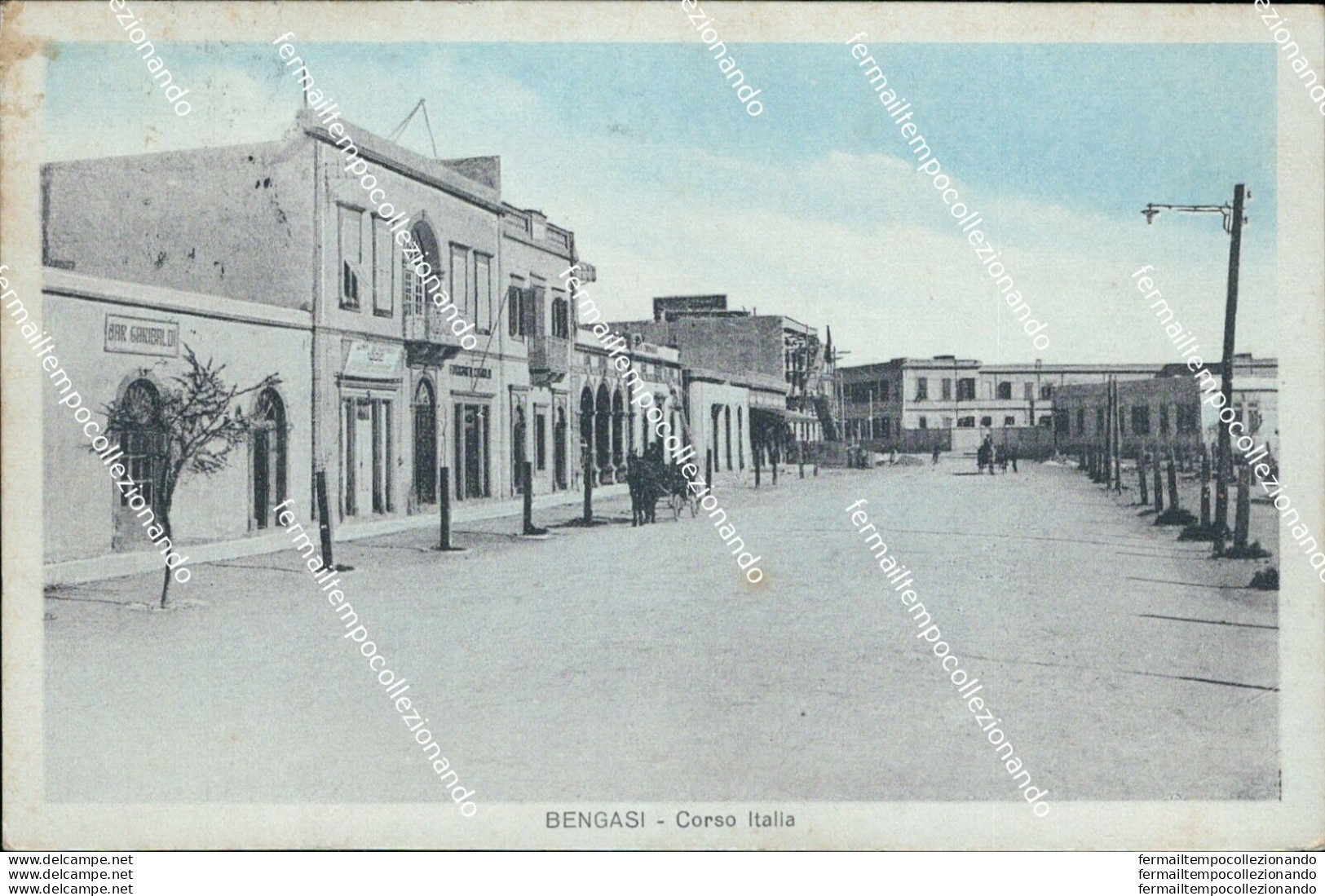 Bg230 Cartolina Ex Colonie Bengasi Corso Italia Libia - Andere & Zonder Classificatie