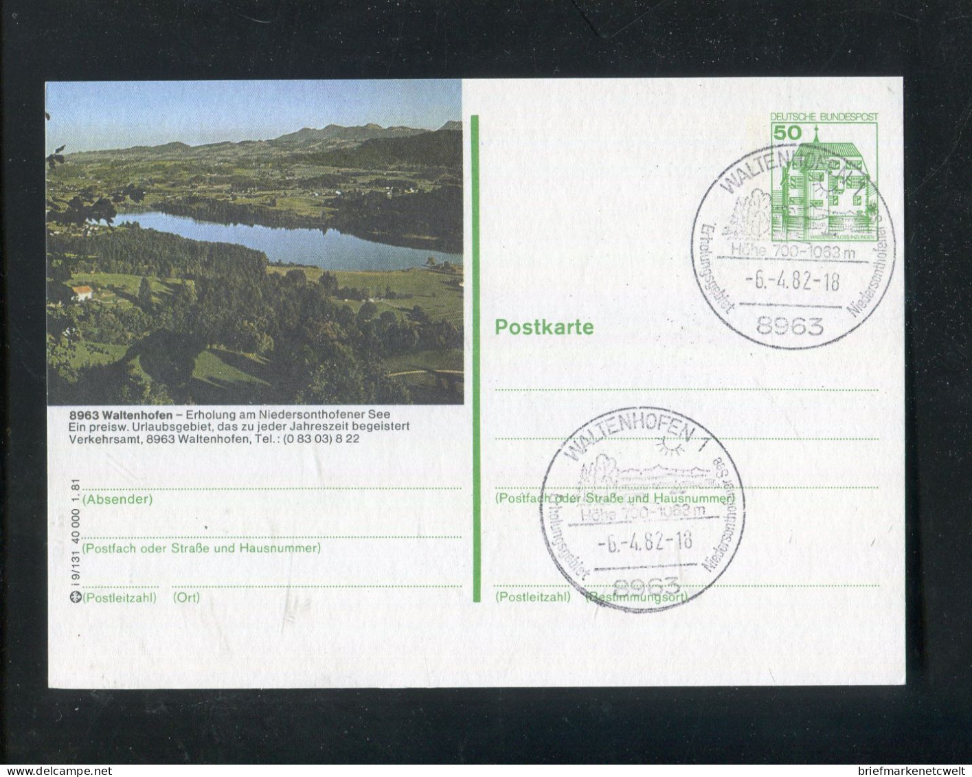 "BUNDESREPUBLIK DEUTSCHLAND" 1981, Bildpostkarte Mit Bildgleichem Stempel Ex "WALTENHOFEN" (B1187) - Illustrated Postcards - Used