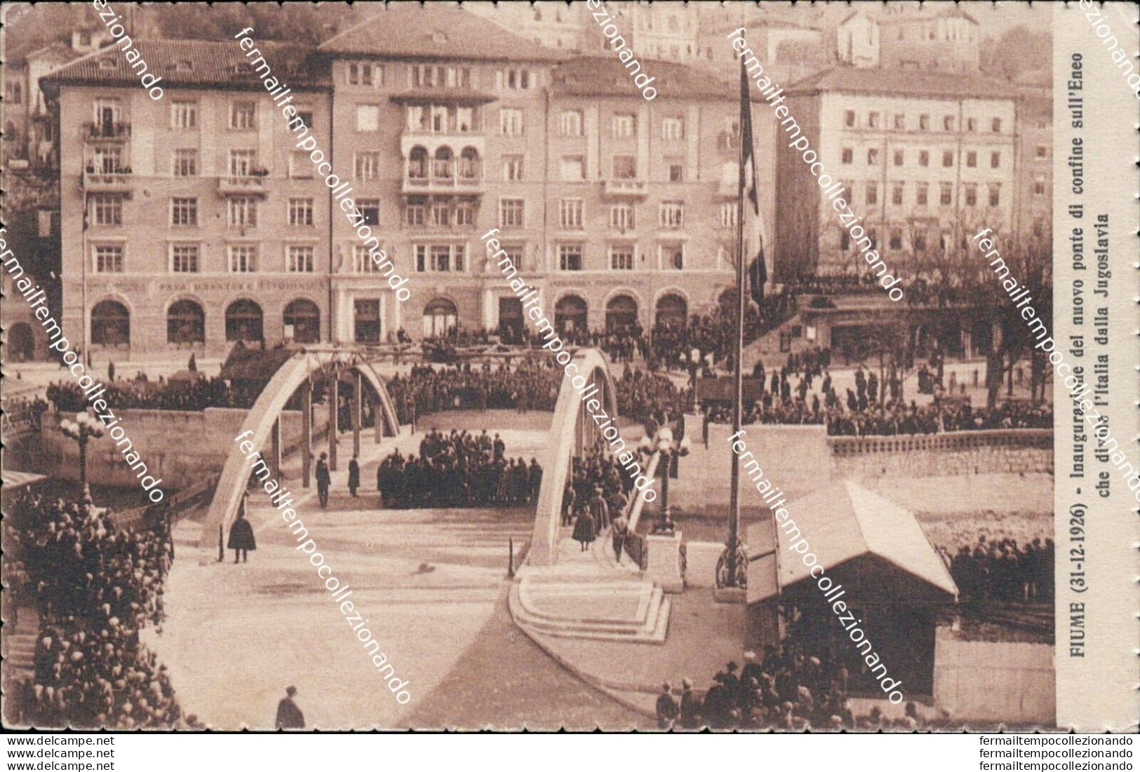 Au262 Cartolina Fiume Inaugurazione Del Nuovo Ponte Di Confine Croazia - Other & Unclassified