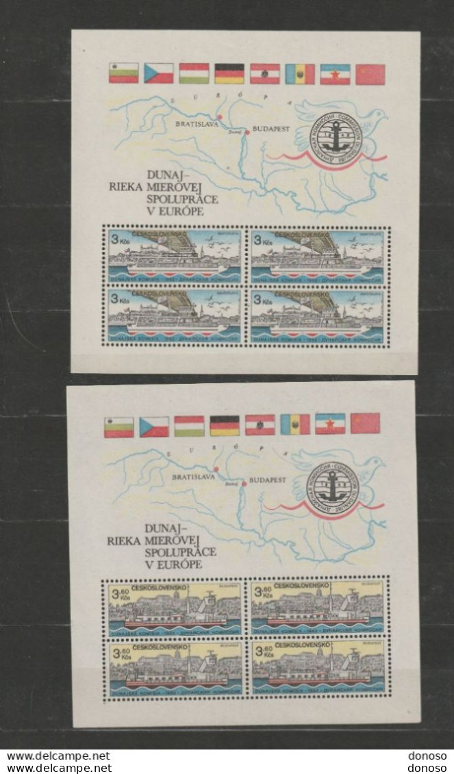 TCHECOSLOVAQUIE 1982 Danube, Bateaux Yvert BF 57-58, Michel Bl 51-52 NEUF** MNH Cote 20 Euros - Blocs-feuillets