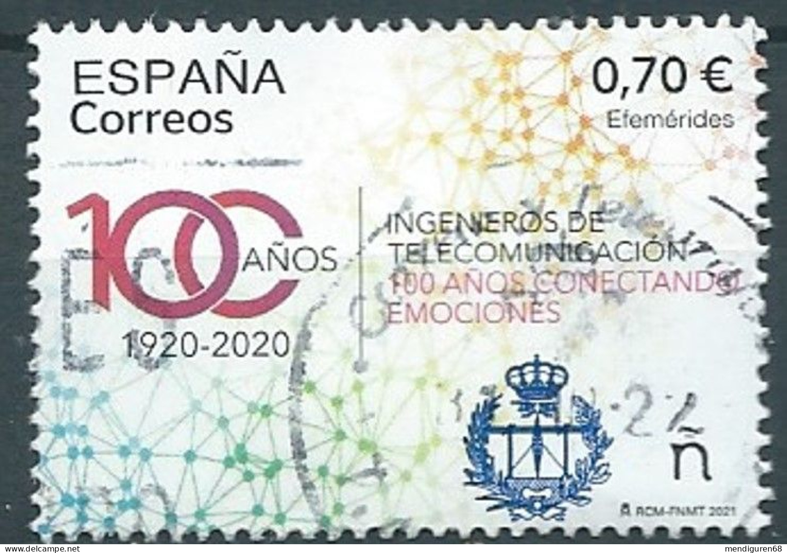 ESPAGNE SPANIEN SPAIN ESPAÑA 2021 100 YEARS TELECOMMUNICATION ENGINEERS USED ED 5480 MI 5530 YT 5235 SC 4509 SG 5480 - Usados