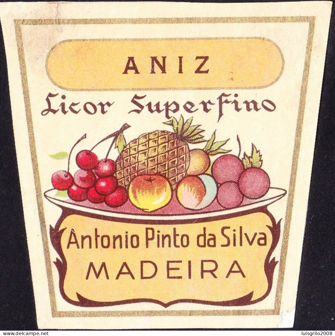 Old Liquor Label, Portugal - ANIZ. Licor Superfino. Funchal, Madeira Island - Alcohols & Spirits