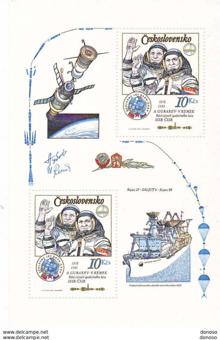 TCHECOSLOVAQUIE 1983 Espace, Cosmonautes Yvert BF 59, Michel Block 53 NEUF** MNH Cote 16 Euros - Blokken & Velletjes