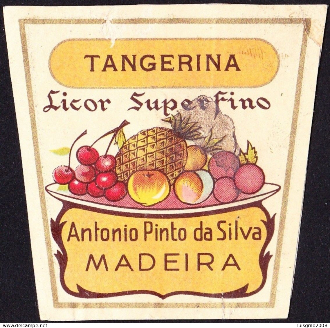 Old Liquor Label, Portugal - TANGERINA. Licor Superfino. Funchal, Madeira Island - Alcoholes Y Licores