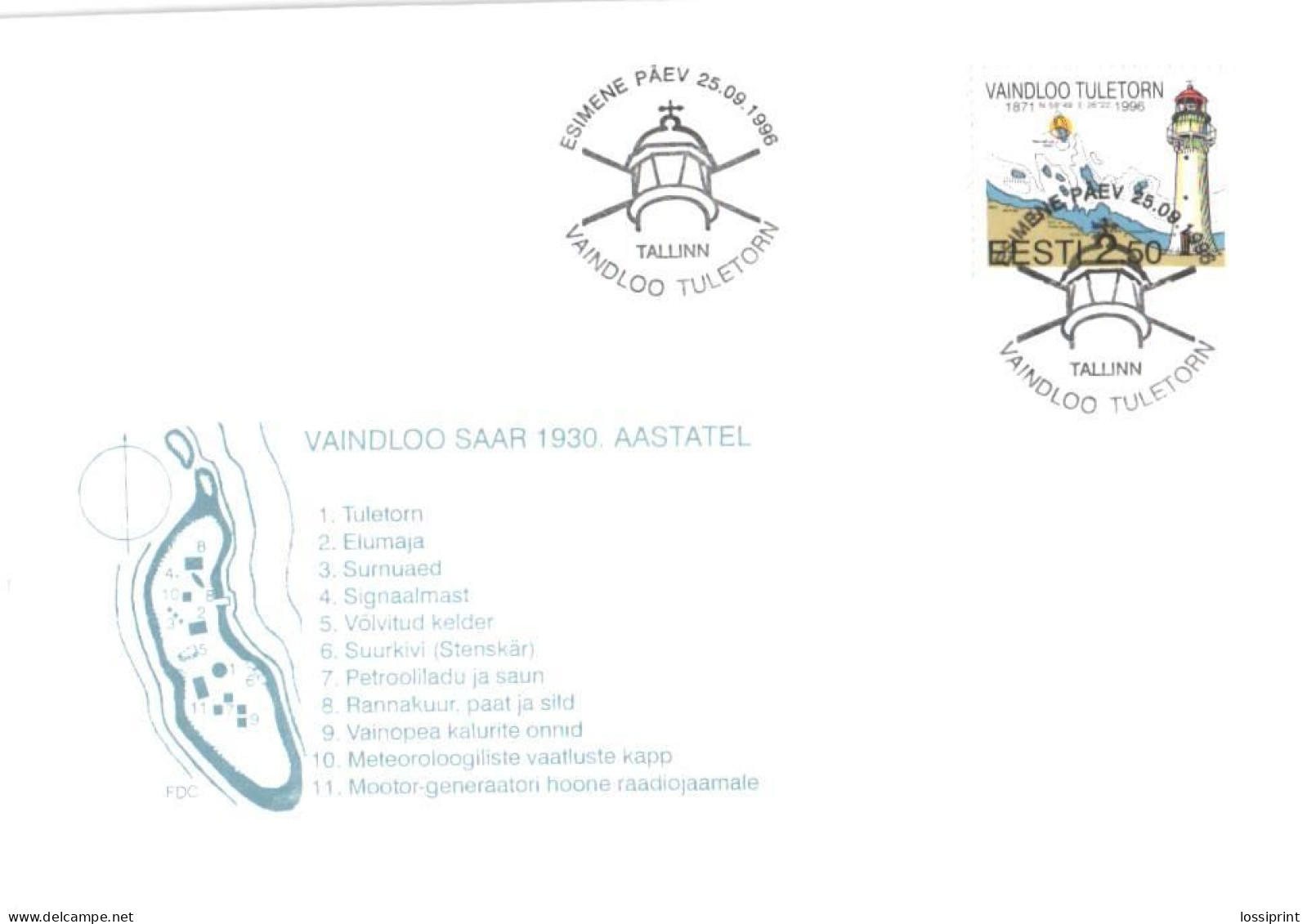 Estonia:FDC, Vaindloo Lighthouse, 1996 - Estonia