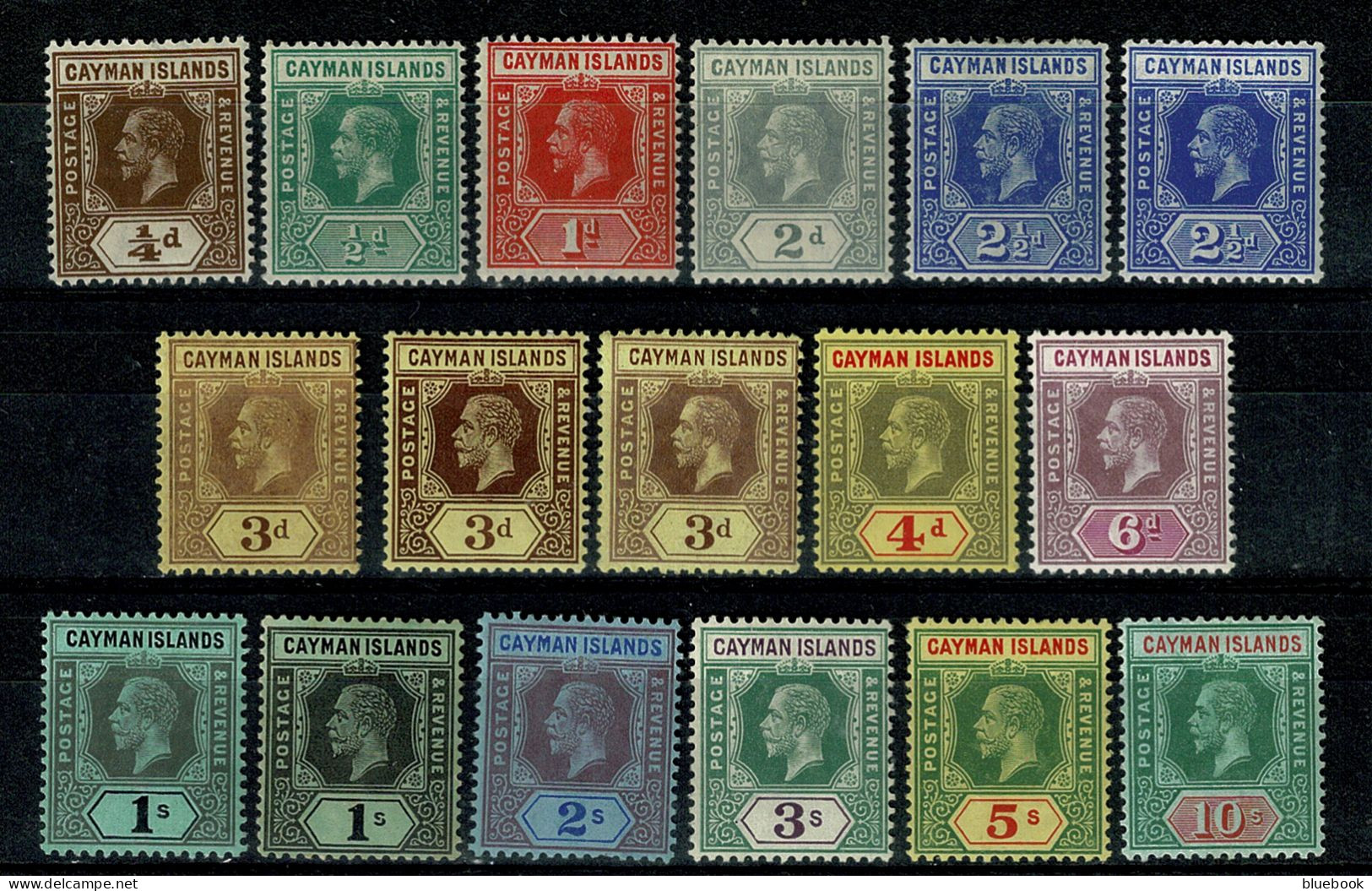 Ref 1649 - KGV Cayman Islands 1912-1920 - 17 Mint Stamps Inc Shades & Paper Varietes - Cayman Islands