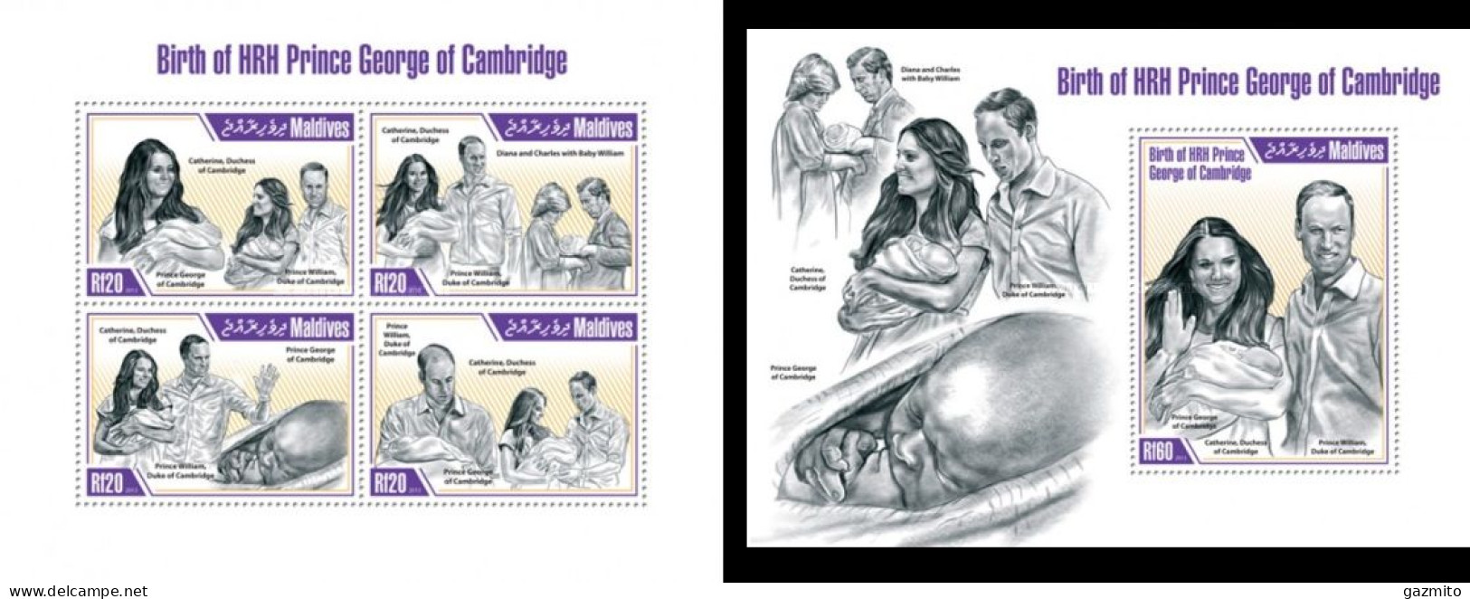 Maldives 2013, Royal Baby, Prince George, 4val In BF +BF - Malediven (1965-...)