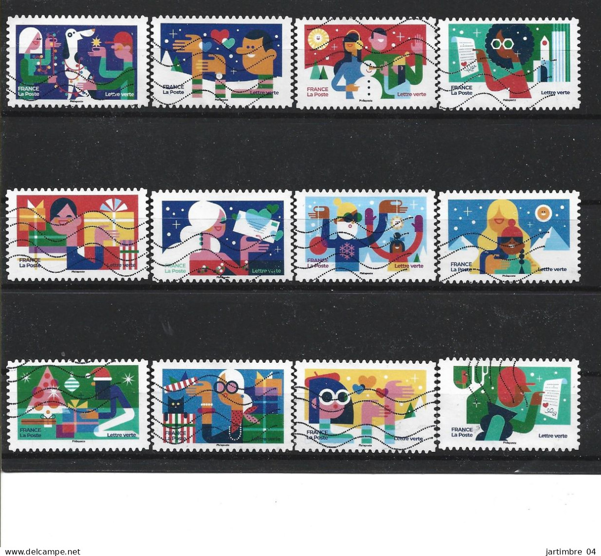 2023 FRANCE Adhésif Oblitérés, Voeux, Noël,  Série Complète - Used Stamps