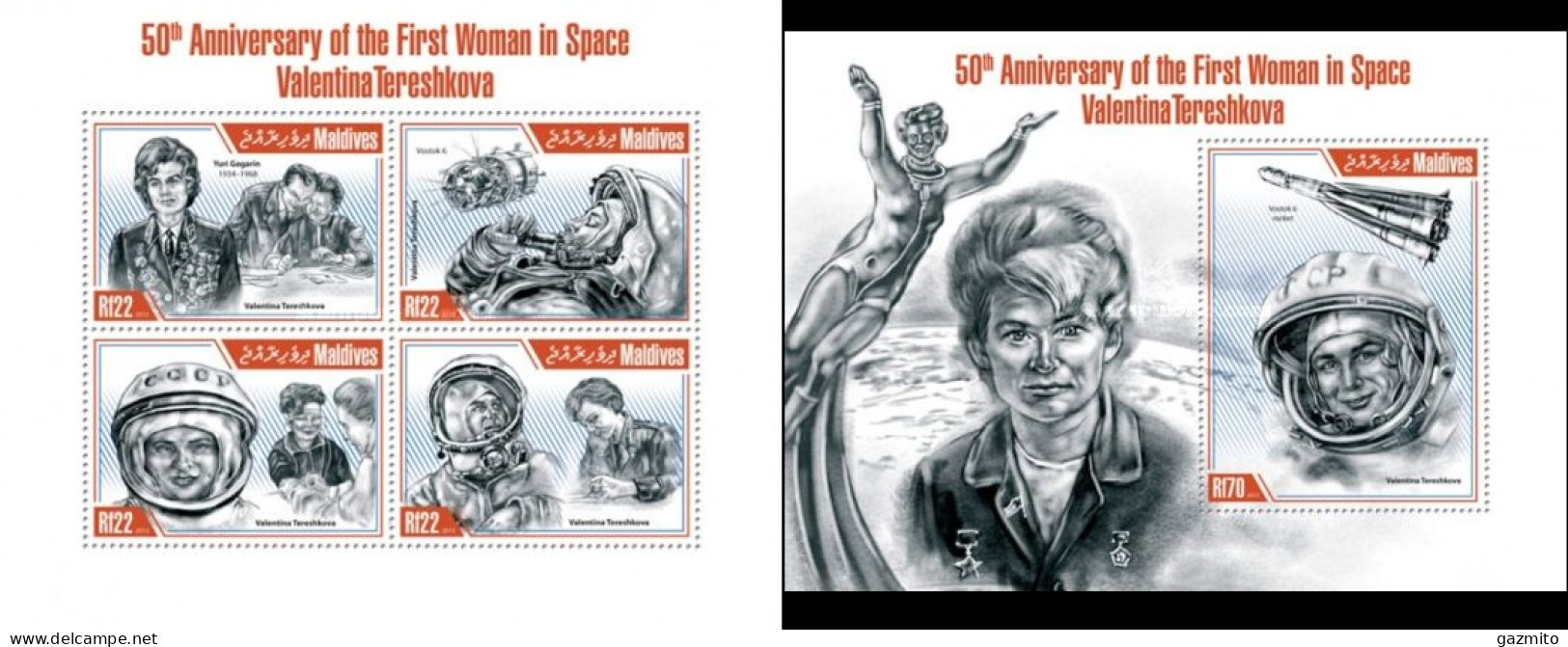 Maldives 2013, Space, Tereshkova, 4val In BF +BF - Maldives (1965-...)