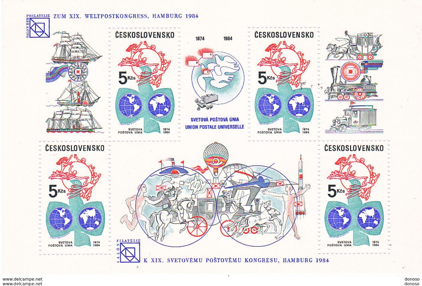 TCHECOSLOVAQUIE 1984 UPU Yvert BF 63 SURCHARGÉ NEUF** MNH Cote 55 Euros - Blocs-feuillets