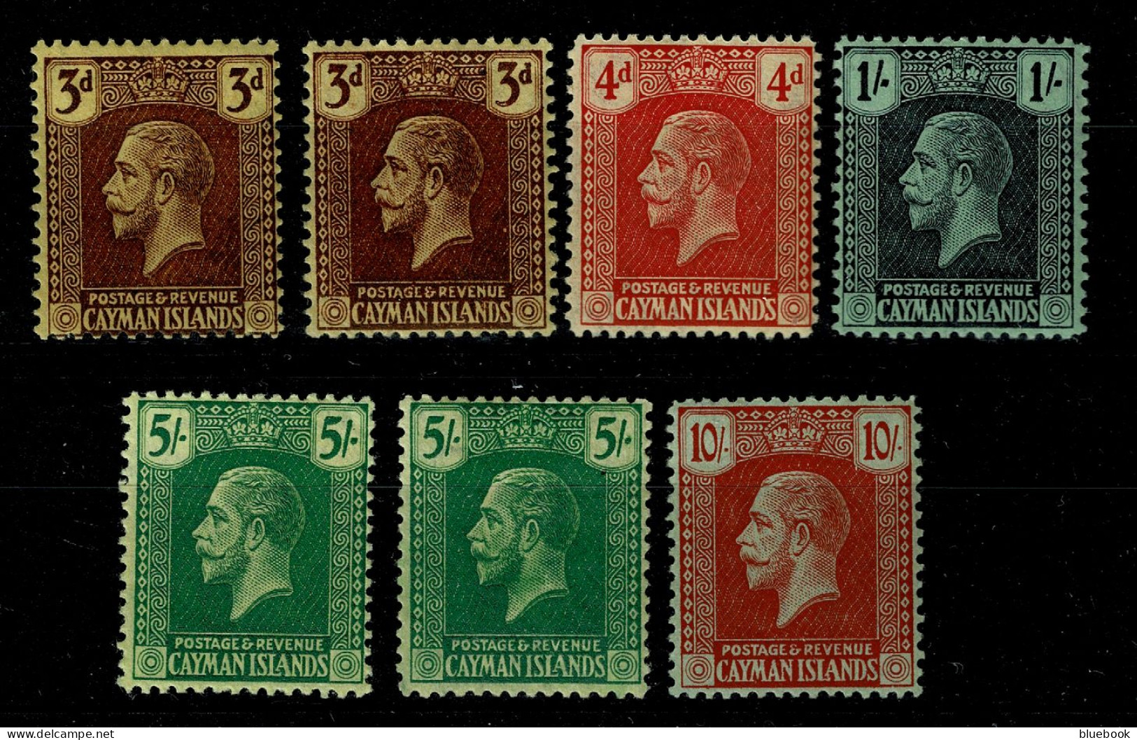Ref 1649 - KGV Cayman Islands 1921-1926 - 7 Mint Stamps SG 60-67 Inc Shades & Paper Variety - Cayman Islands