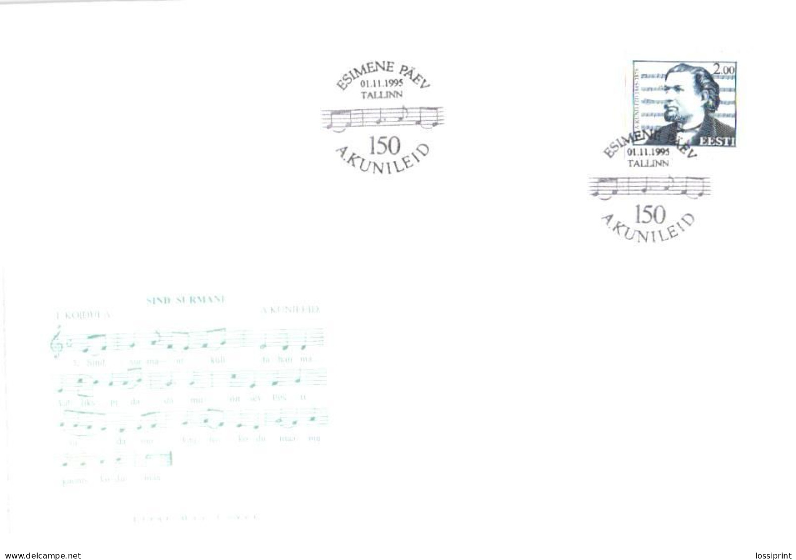 Estonia:FDC, Composer A.Kunileid, 1995 - Estonie