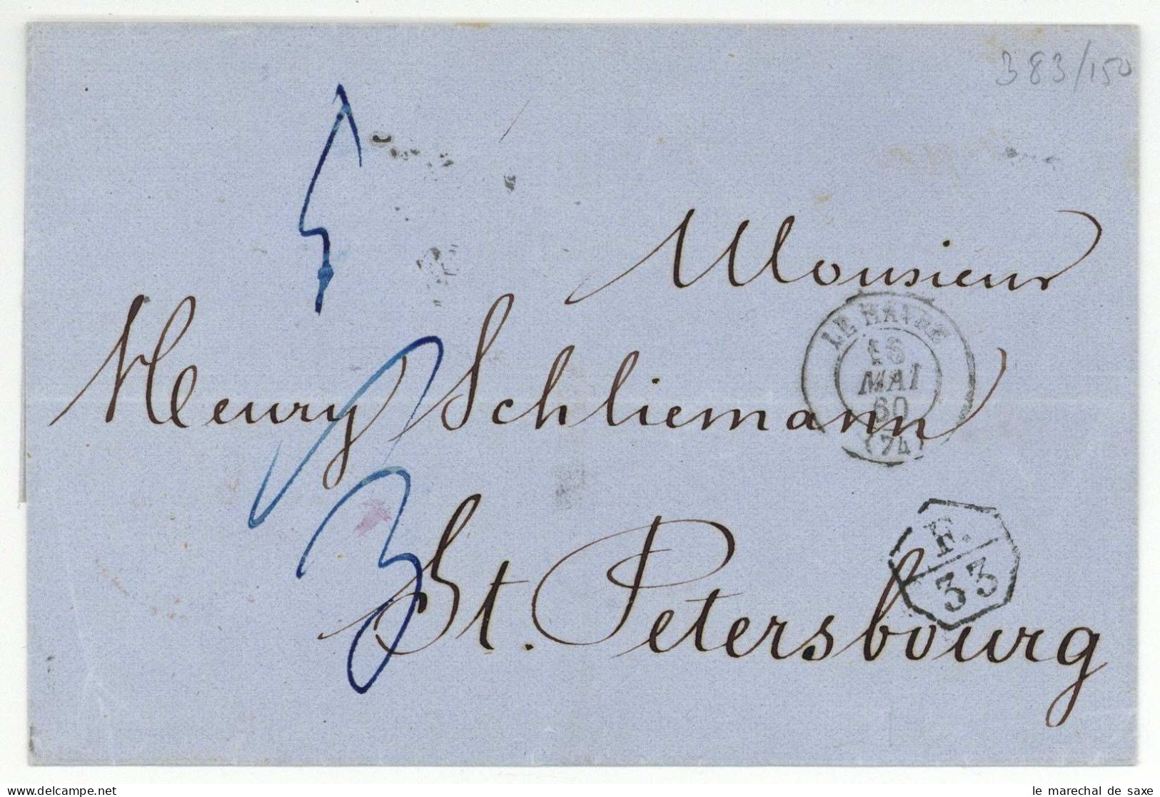 1850 LE HAVRE Brief An Heinrich Schliemann (1822-1890) In St. Petersburg Russland Archäologie - 1849-1850 Ceres
