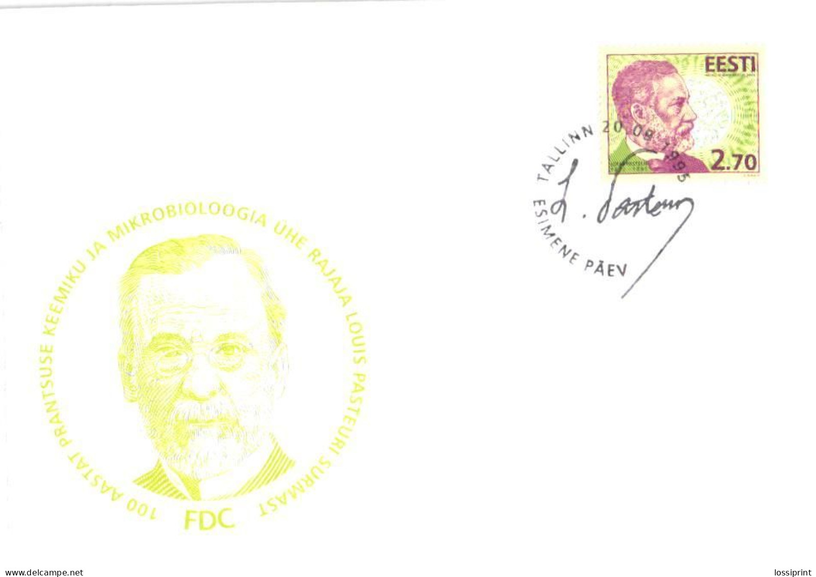 Estonia:FDC, Louis Pasteur 100 Years From Death, 1995 - Estonie