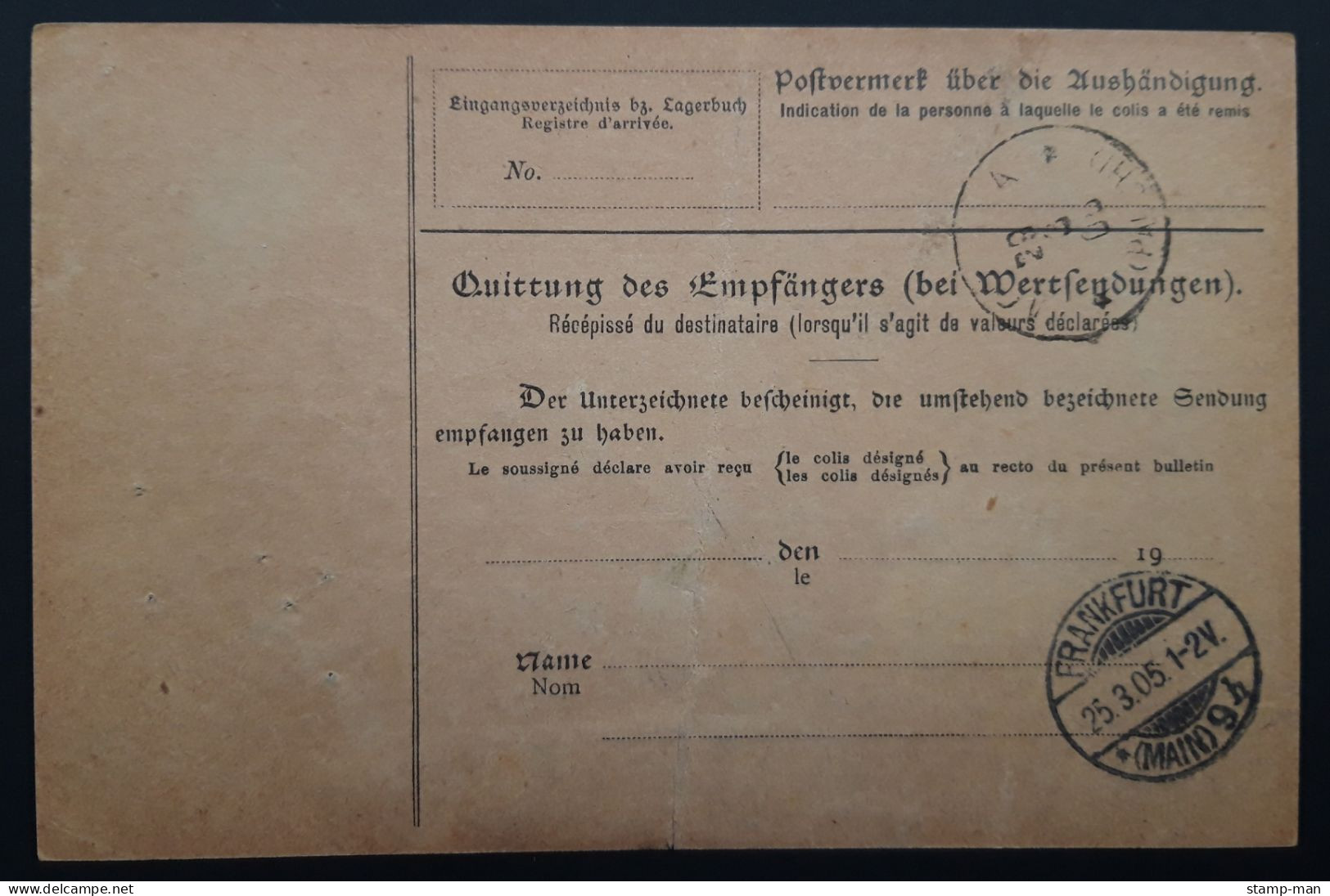 Deutsches Reich. 1905. Paketkarte Kirn-Modena (Italien). MiF MiNr 74, 76 Und 82B. - Brieven En Documenten