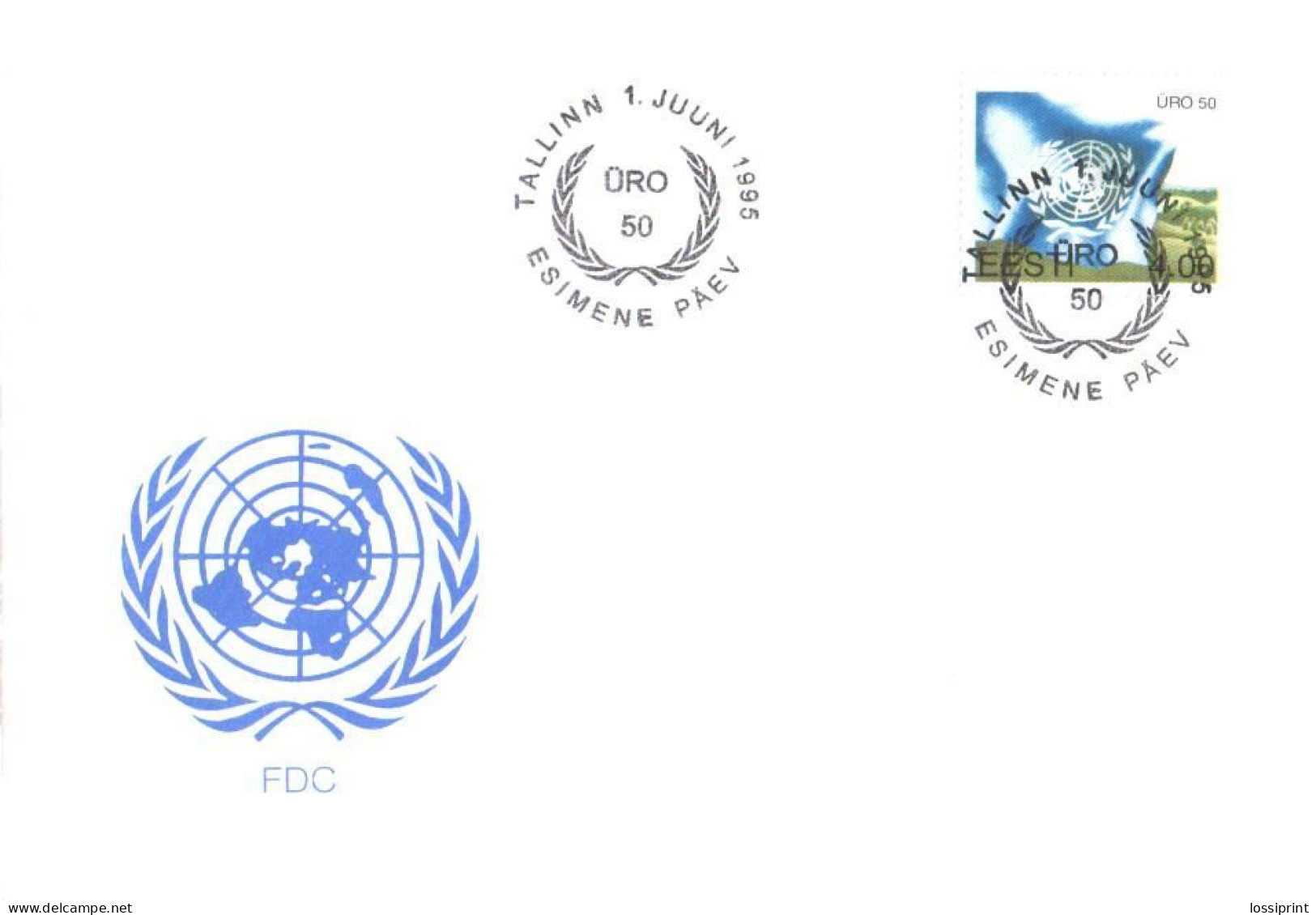 Estonia:FDC, United Nations 50 Years, 1995 - Estland