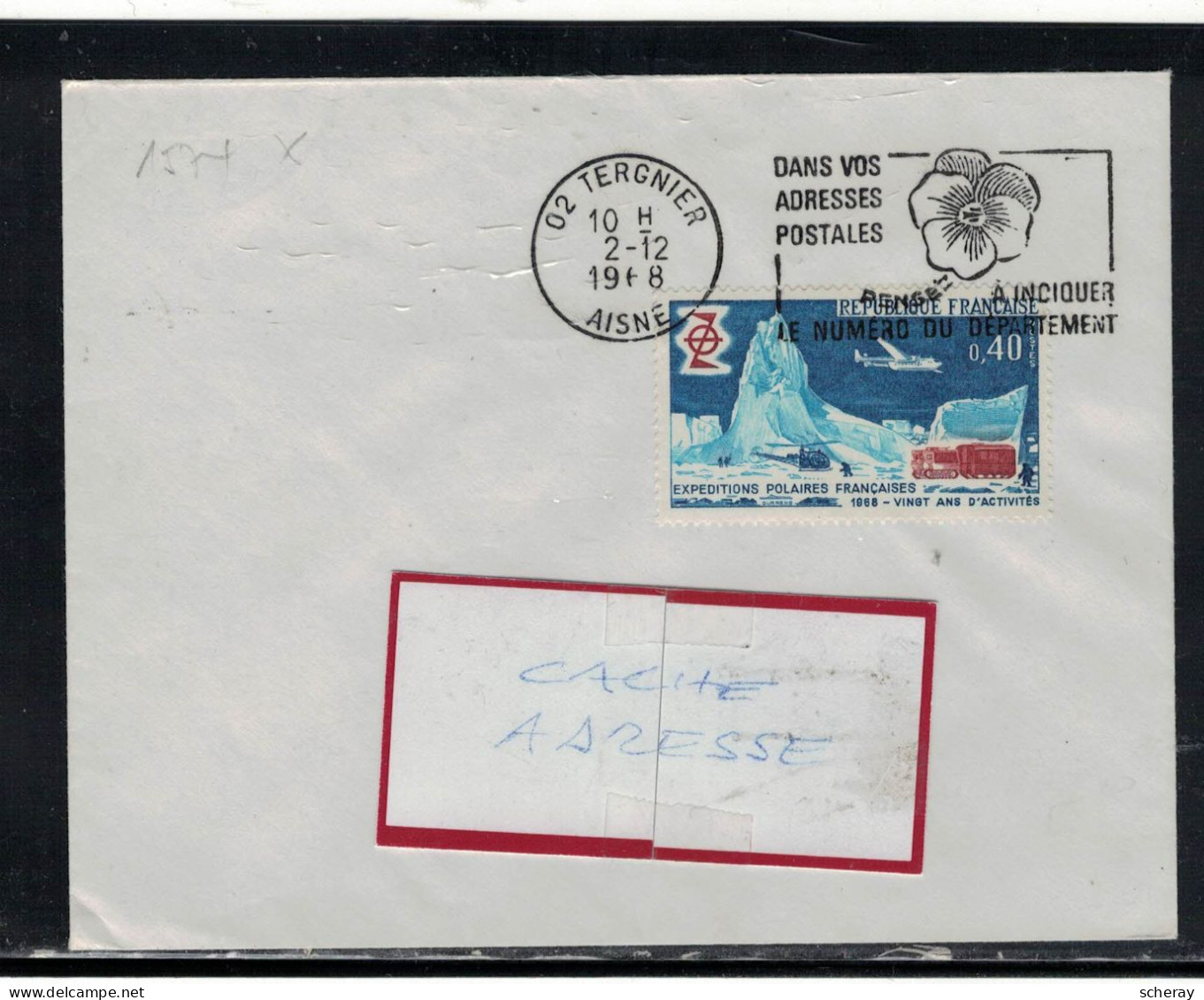 YT 1574 SSL/02 TERGNIER TARIF AFN 2/12/1968 FAD DANS VOS ADRESSES POSTALES PENSEZ - 1961-....