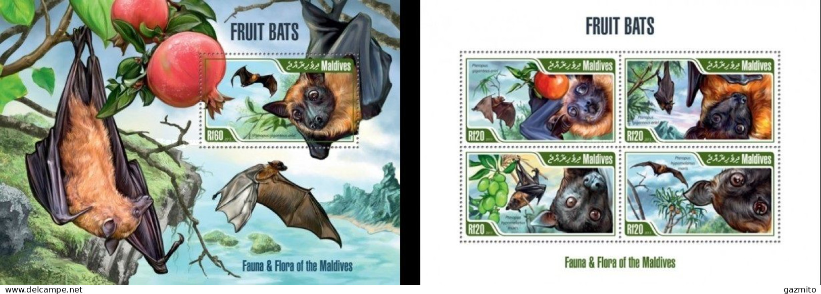 Maldives 2013, Animals, Bats, 4val In BF +BF - Malediven (1965-...)