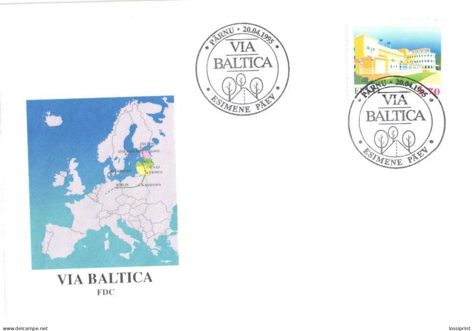 Estonia:FDC, Via Baltica, Joint Issue, 1995 - Estonia
