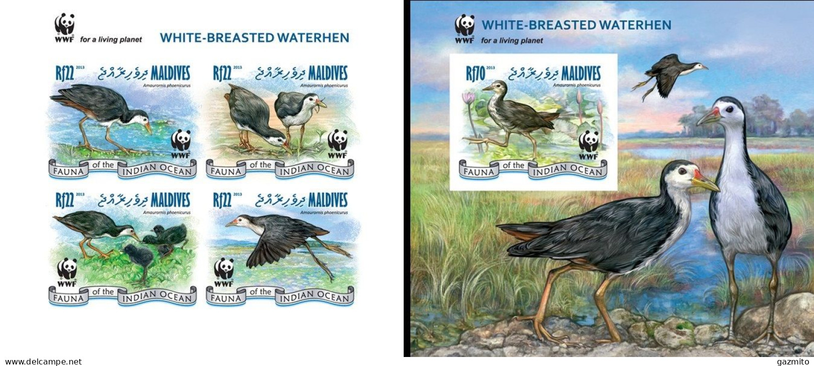 Maldives 2013, Animals, WWF, Birds, 4val In BF +BF - Unused Stamps