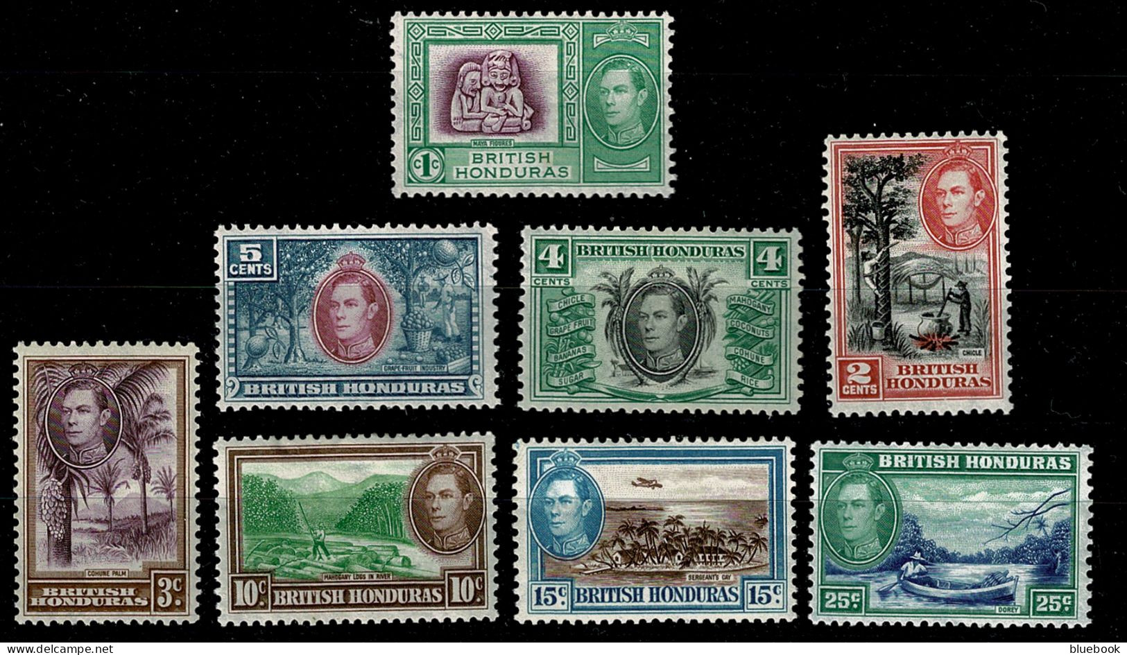 Ref 1649 - KGVI British Honduras 1938-47 - Mounted Mint Stamps Set SG 150/161 - Britisch-Honduras (...-1970)