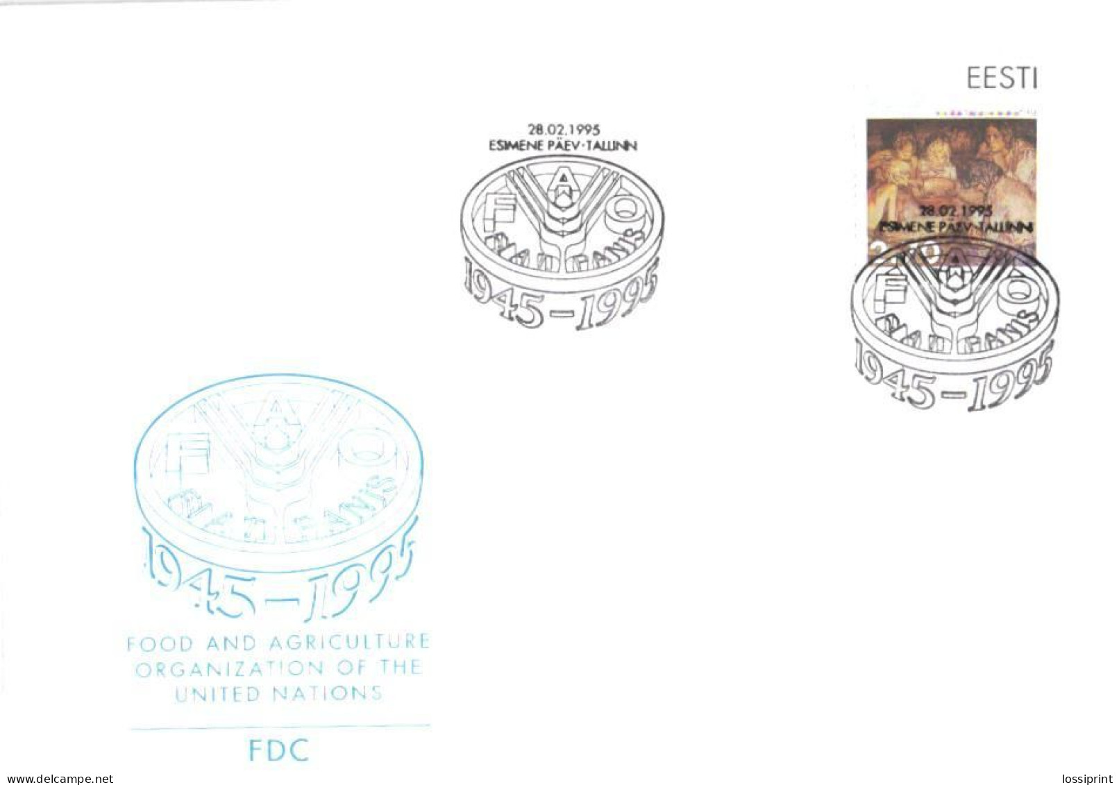 Estonia:FDC, Food And Agriculture Organization Of The United Nations, FAO, 1945-1995 - Estland