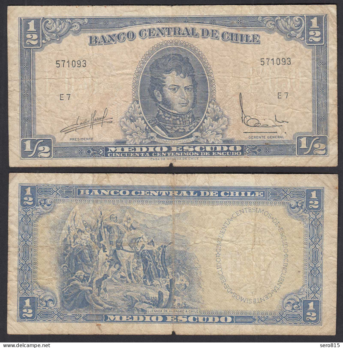 CHILE - 1/2 Escudo Banknote Pick 134A Stark Gebraucht    (32368 - Altri – America