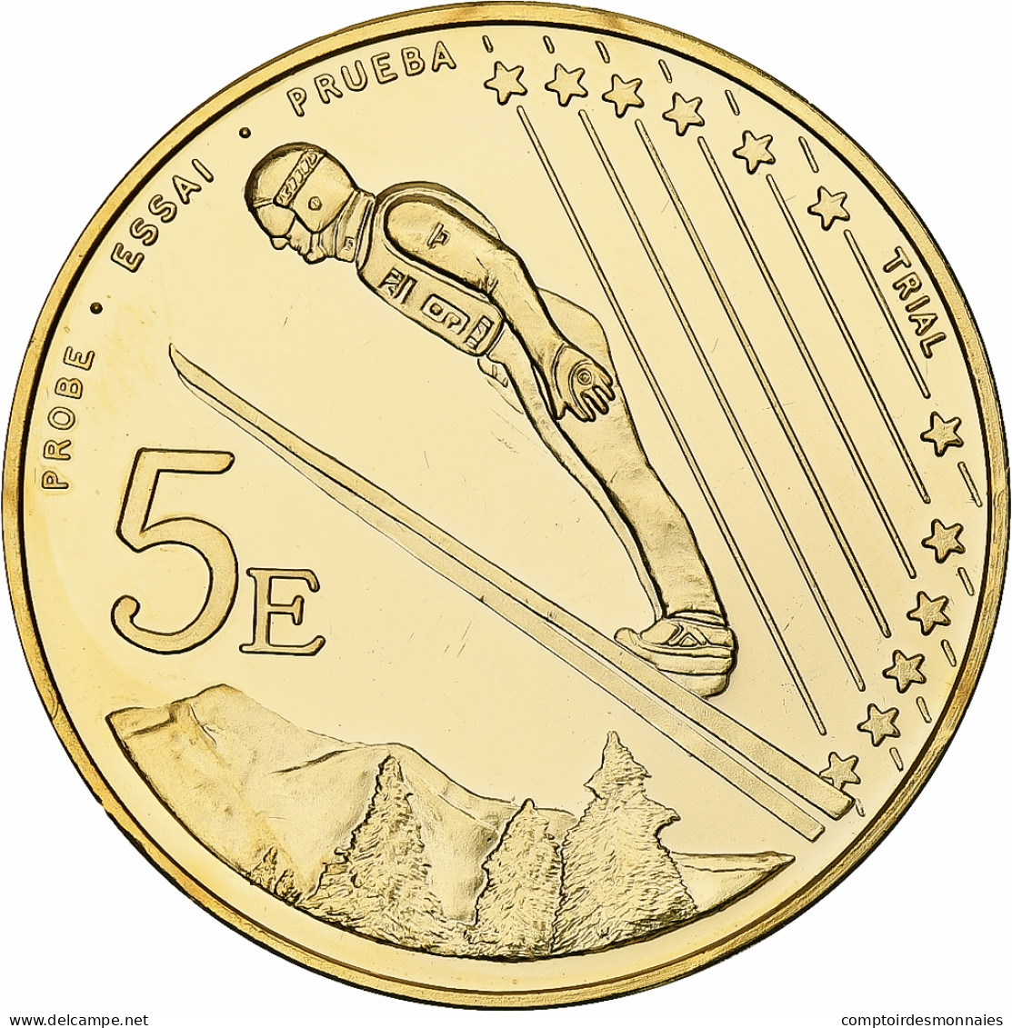 Andorre, 5 Euro, Fantasy Euro Patterns, Essai-Trial, BE, 2003, Laiton, FDC - Essais Privés / Non-officiels