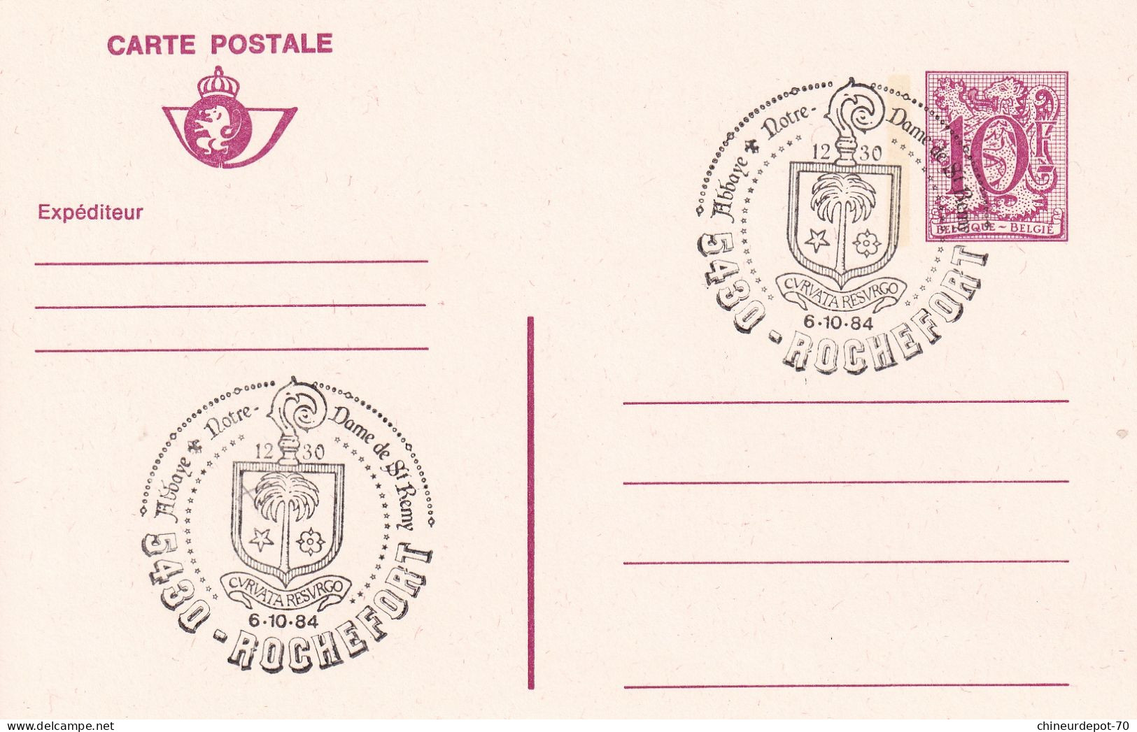 Lettres & Documents  Belgique België Belgium Rochefort  1984 - Storia Postale