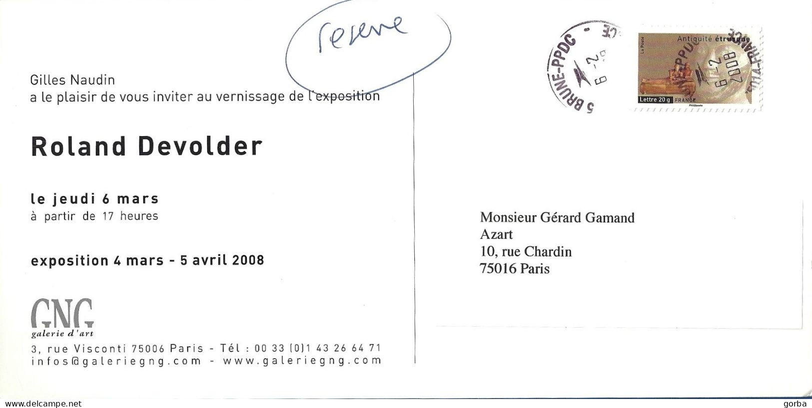 *CPM - 11.5 X 23.5 - Peinture De Roland DEVOLDER - Invitation Galerie GNG à PARIS (75) - Tentoonstellingen