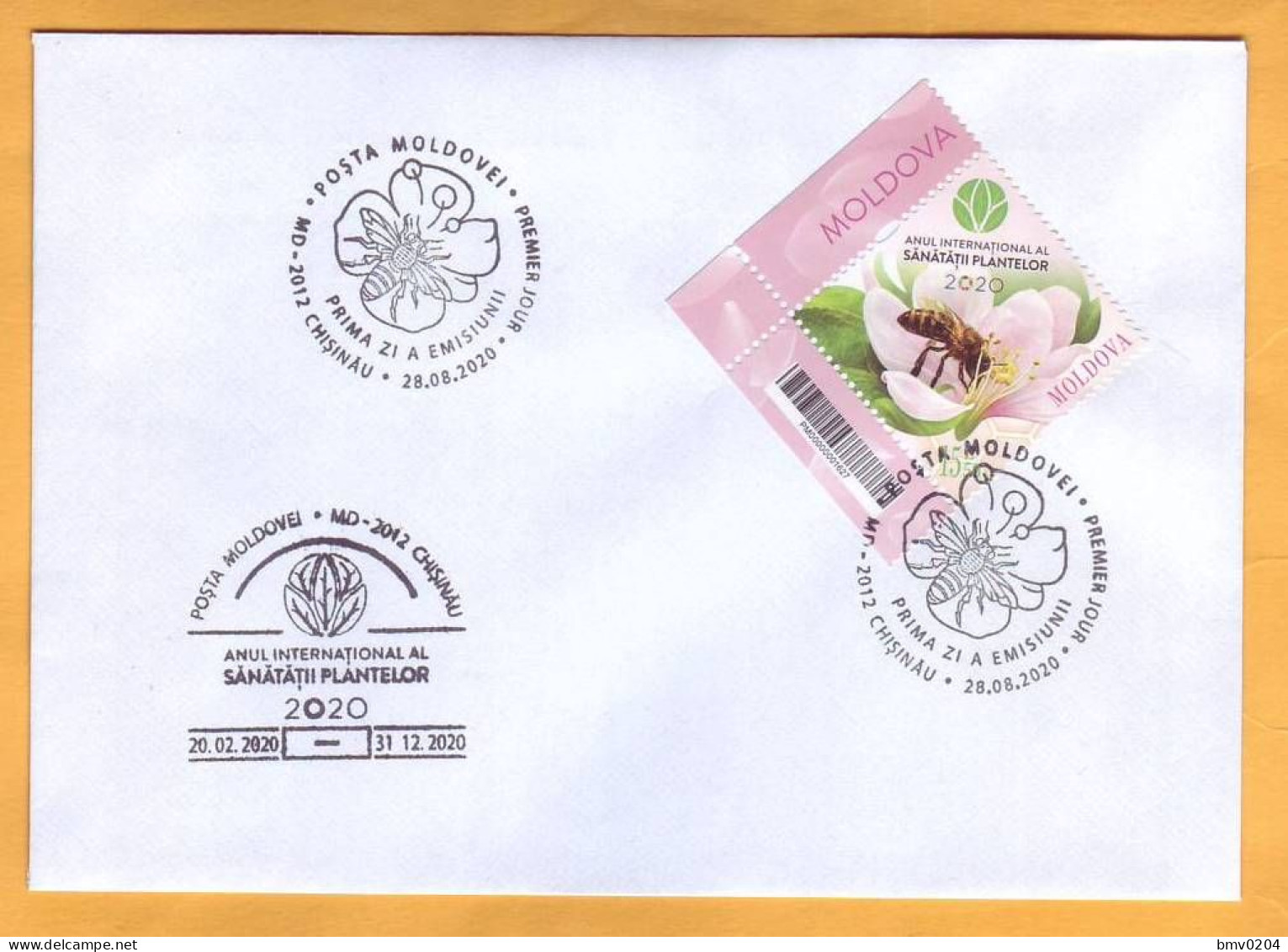 2020 Moldova Moldavie Private FDC UNO: 2020 - International Year Of Plant Health, Insectes , Flowers , Bees - Honeybees