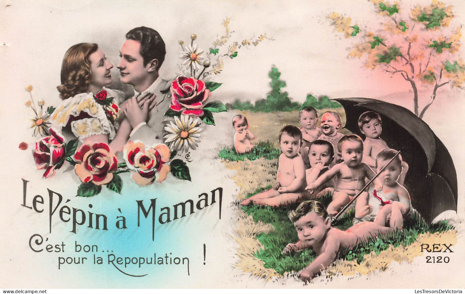 FANTAISIES - Le Pépin à Maman - C'est Bon Pour A Repopulation - Colorisé - Carte Postale Ancienne - Andere & Zonder Classificatie