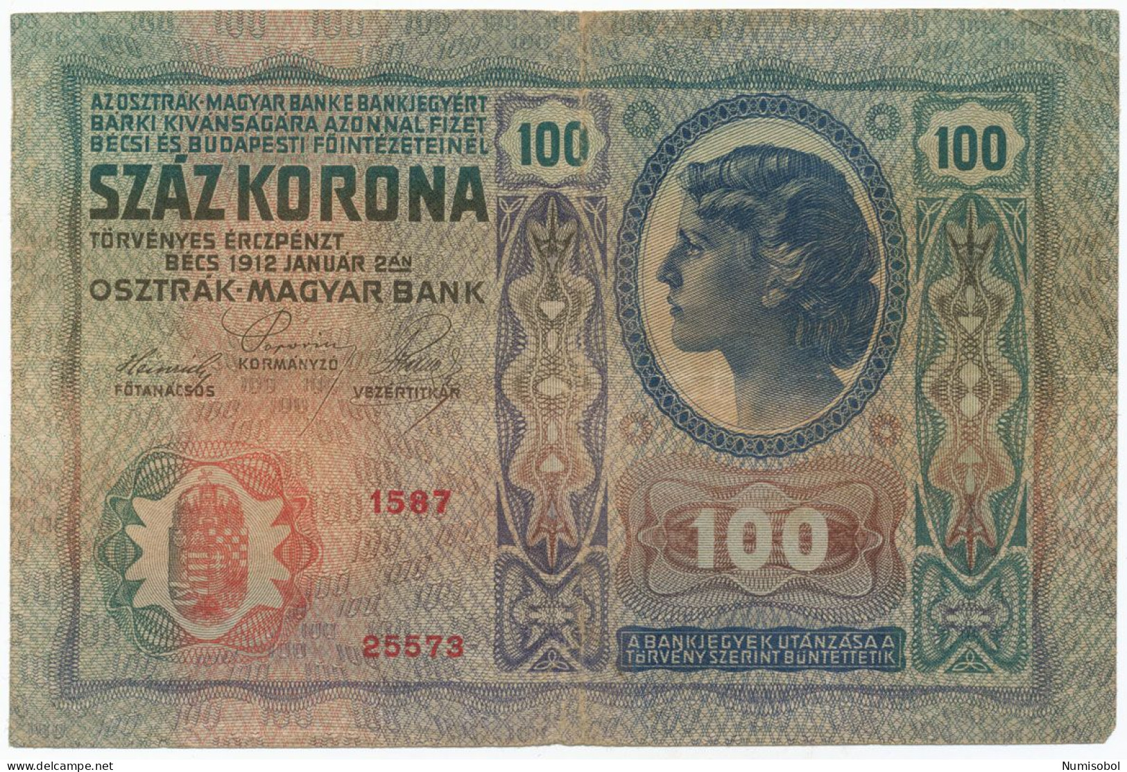 AUSTRIA, ÖSTERREICH - 100 Kronen 2. 1. 1912. P12 (A006) - Autriche